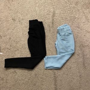 SEASUM High Waist Yoga Pants Tummy Control Butt Lift Leggings.  Size: S 2 pairs